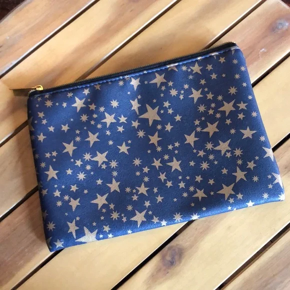 FREE WITH $25 PURCHASE-Celestial Themed Zip Top Cosmetic Bag-8x6-Navy/Gold - Picture 2 of 9